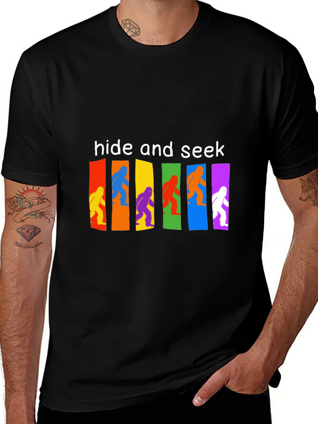 Hide & Seek Bigfoot T-Shirt Funny Sasquatch Tee