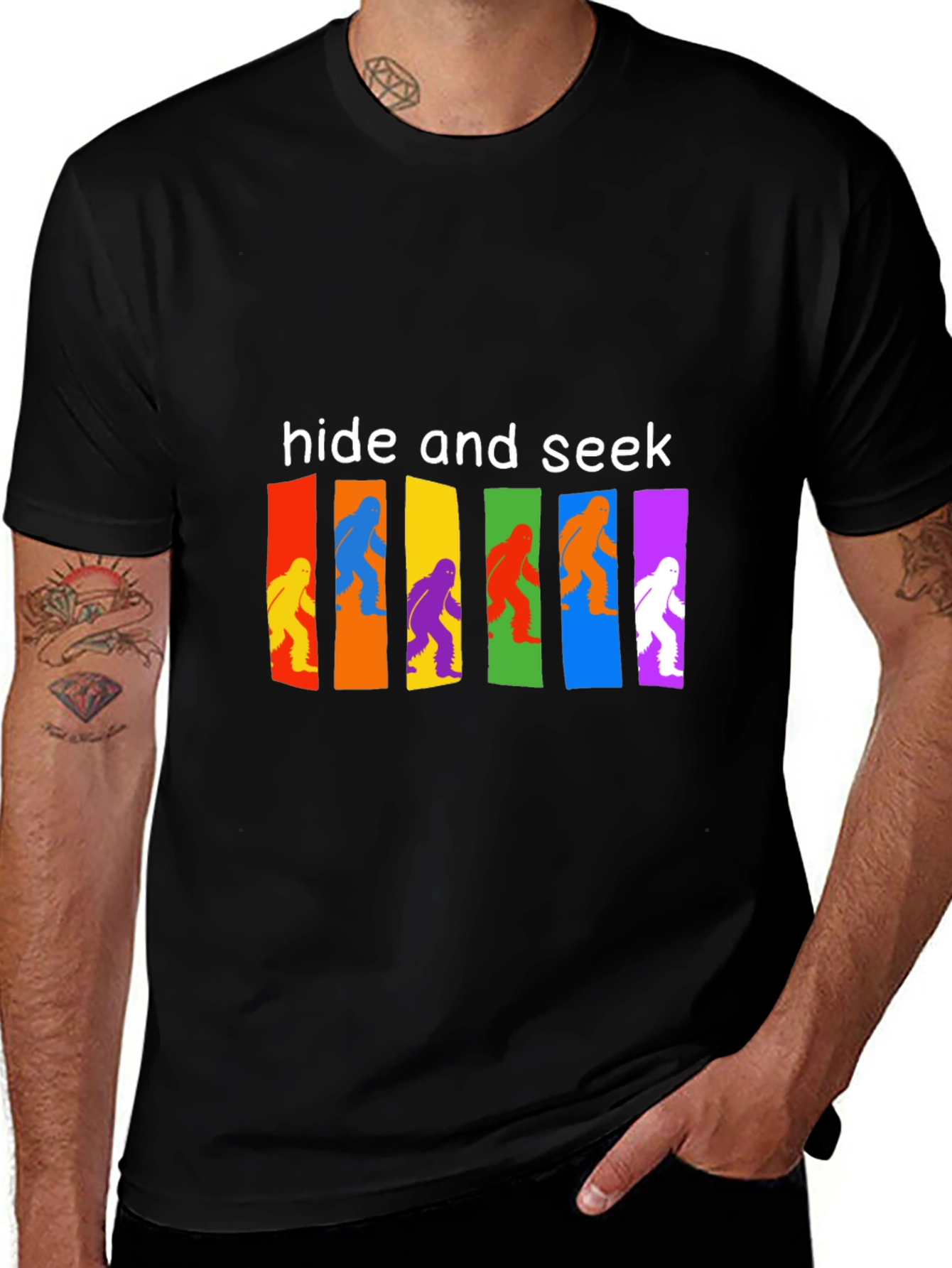 Hide & Seek Bigfoot T-Shirt Funny Sasquatch Tee