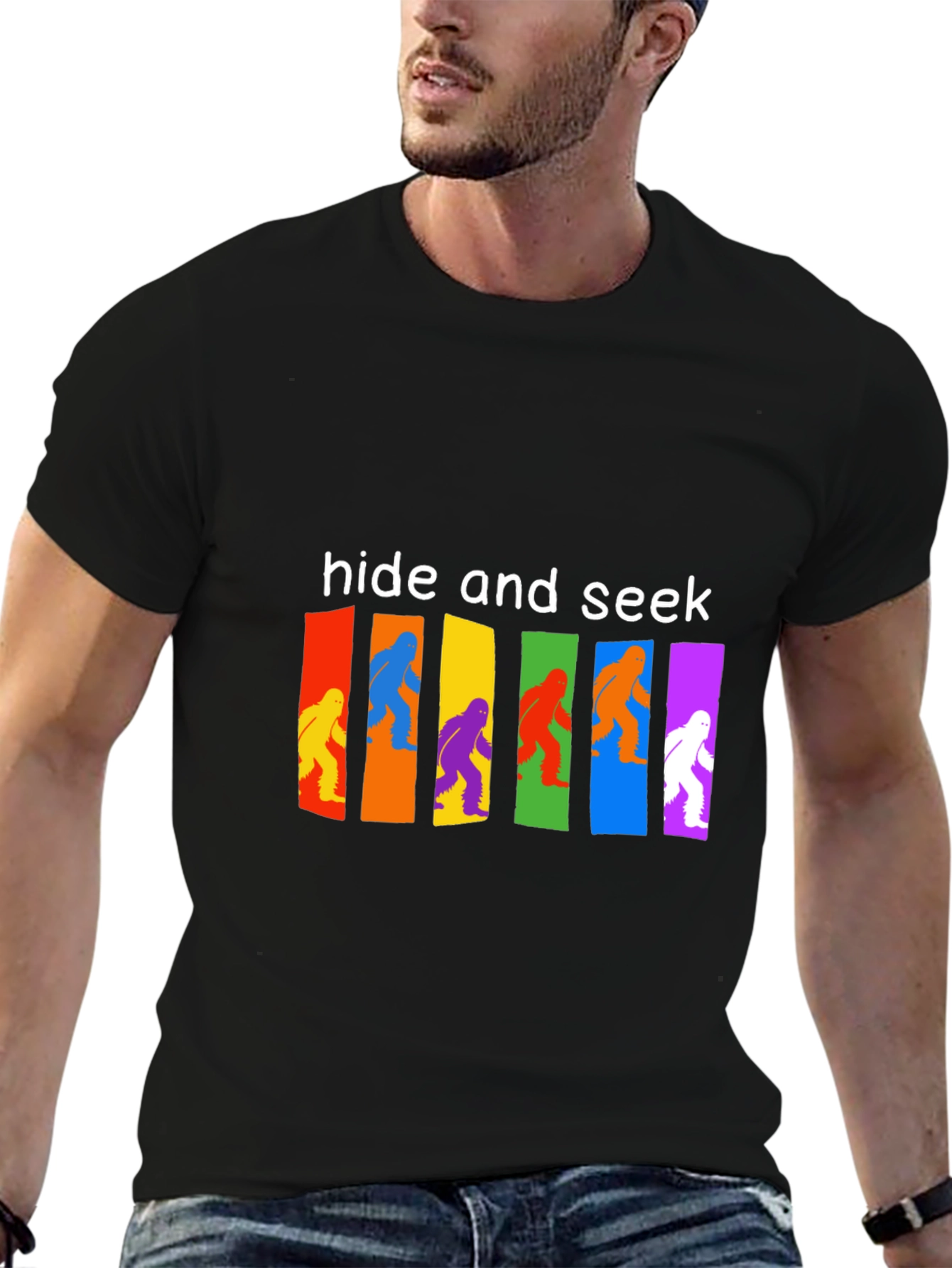 Hide & Seek Bigfoot T-Shirt Funny Sasquatch Tee