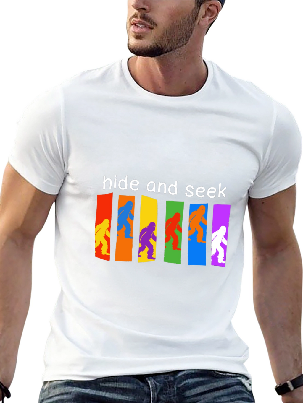 Hide & Seek Bigfoot T-Shirt Funny Sasquatch Tee