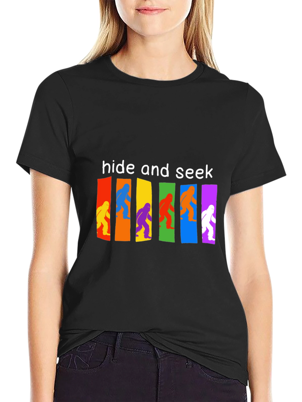 Hide & Seek Bigfoot T-Shirt Funny Sasquatch Tee