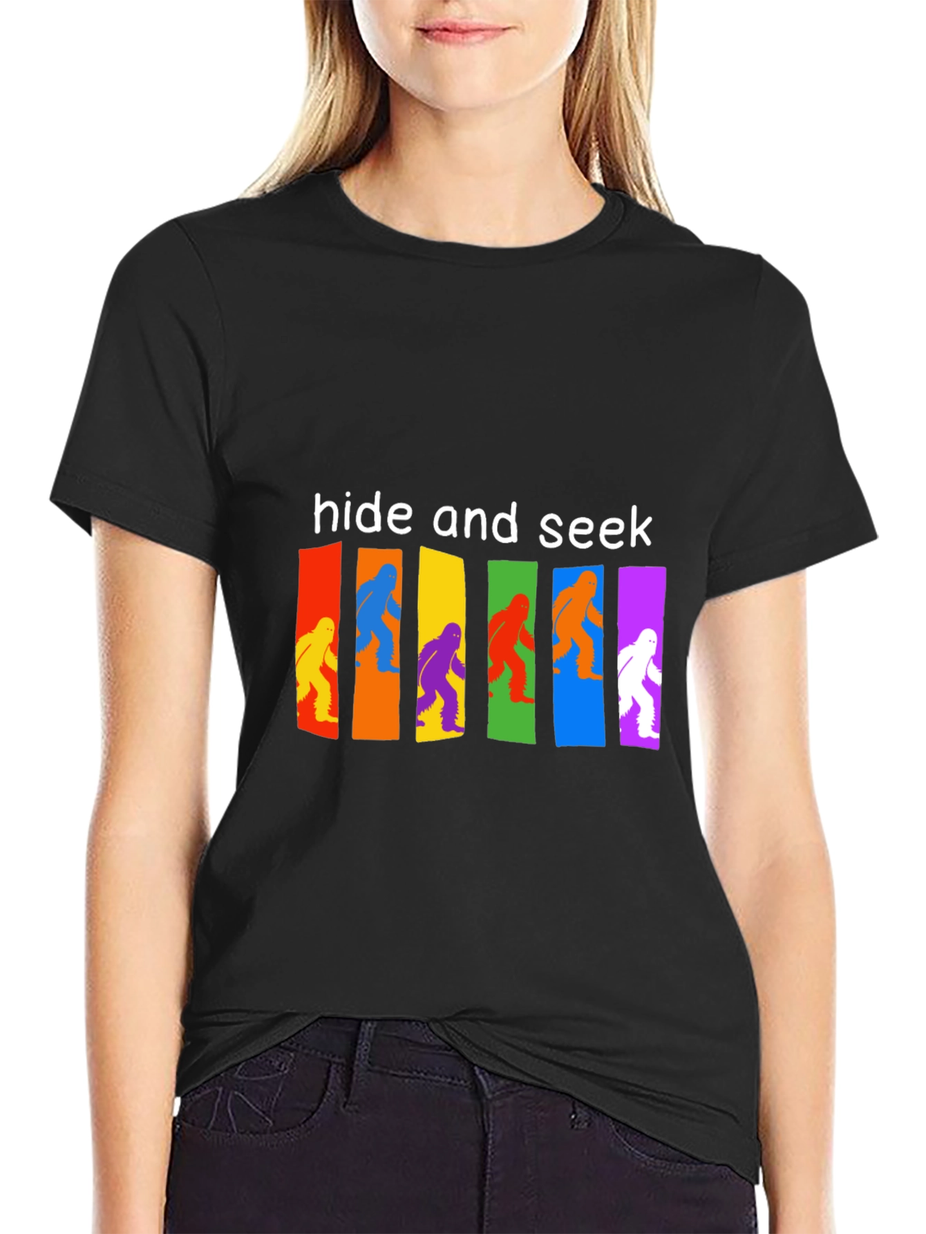 Hide & Seek Bigfoot T-Shirt Funny Sasquatch Tee
