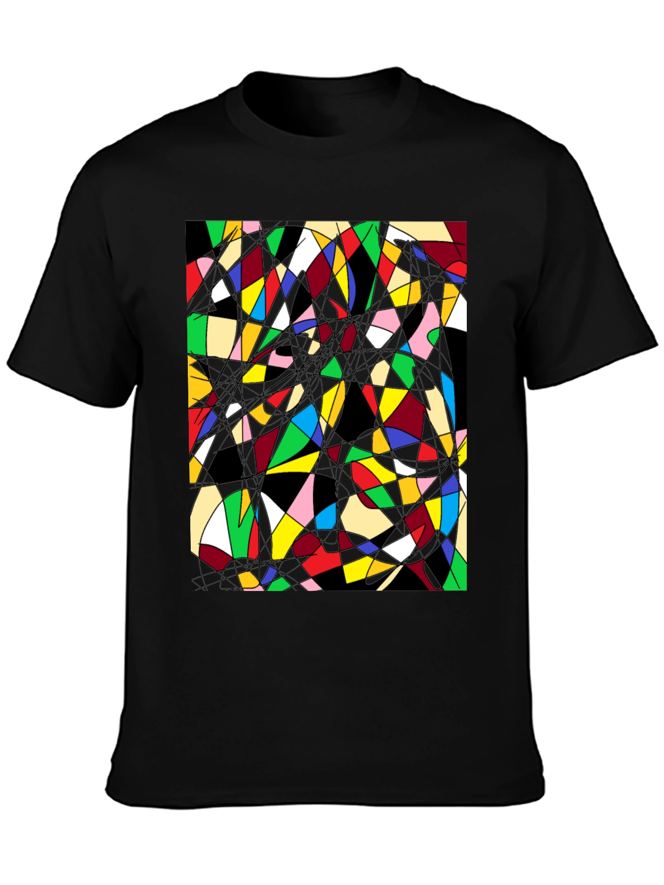 Abstract Geometric T-Shirt: Colorful Stained Glass Design