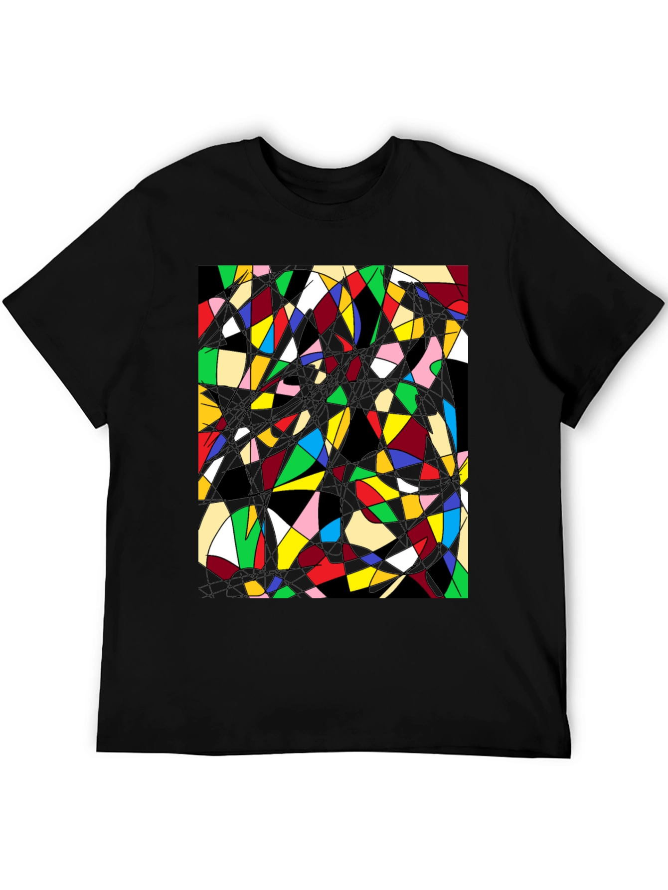 Abstract Geometric T-Shirt: Colorful Stained Glass Design
