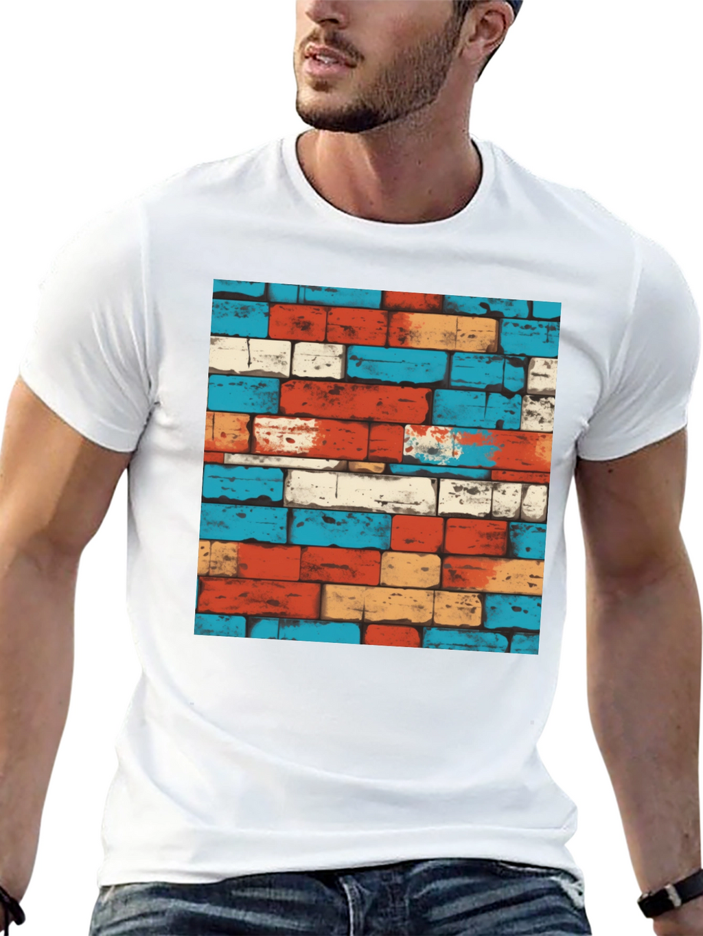 Cool Brick Wall Pattern Graphic Tee