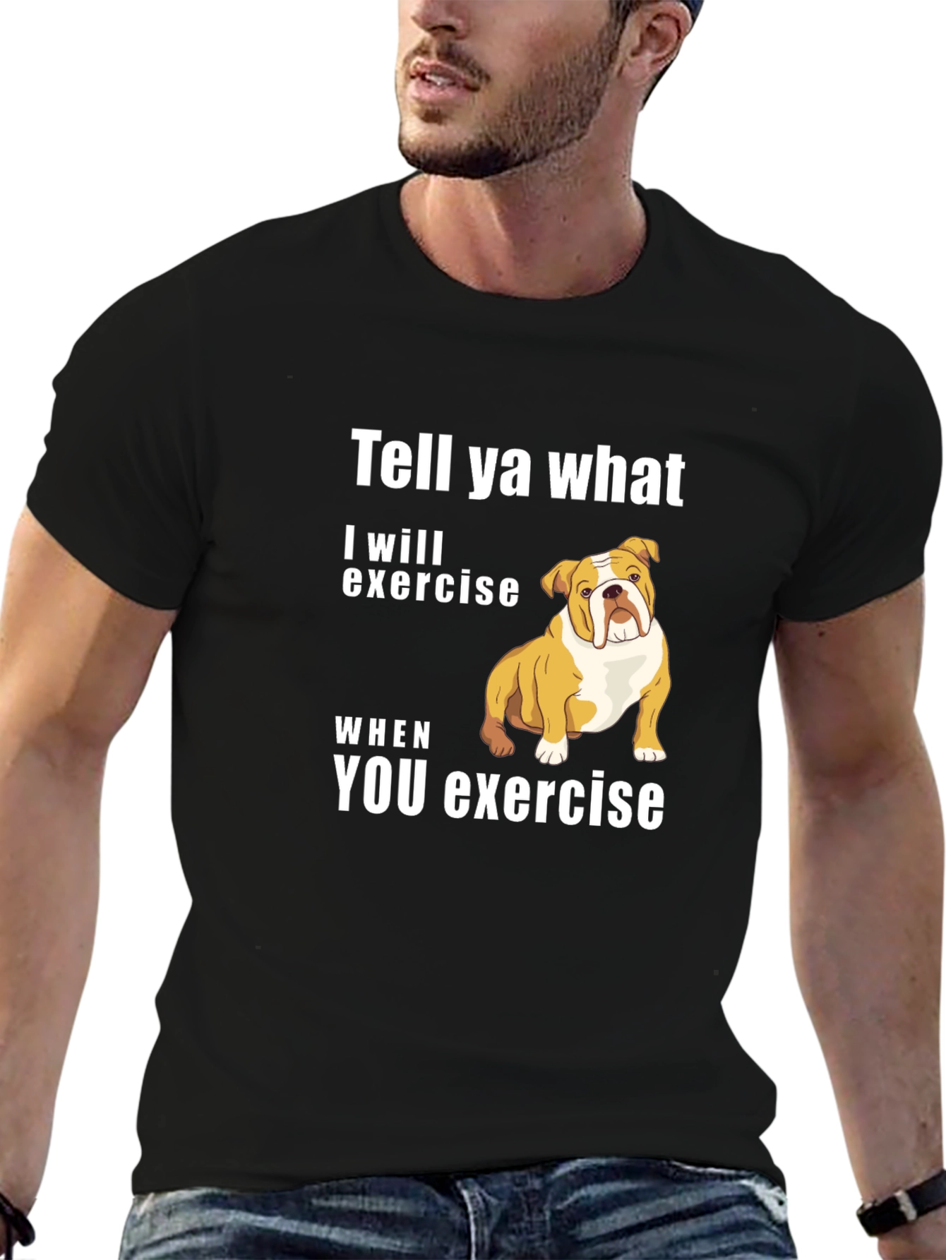 Bulldog “I’ll Exercise When You Do” T-Shirt – Funny Dog Graphic Tee