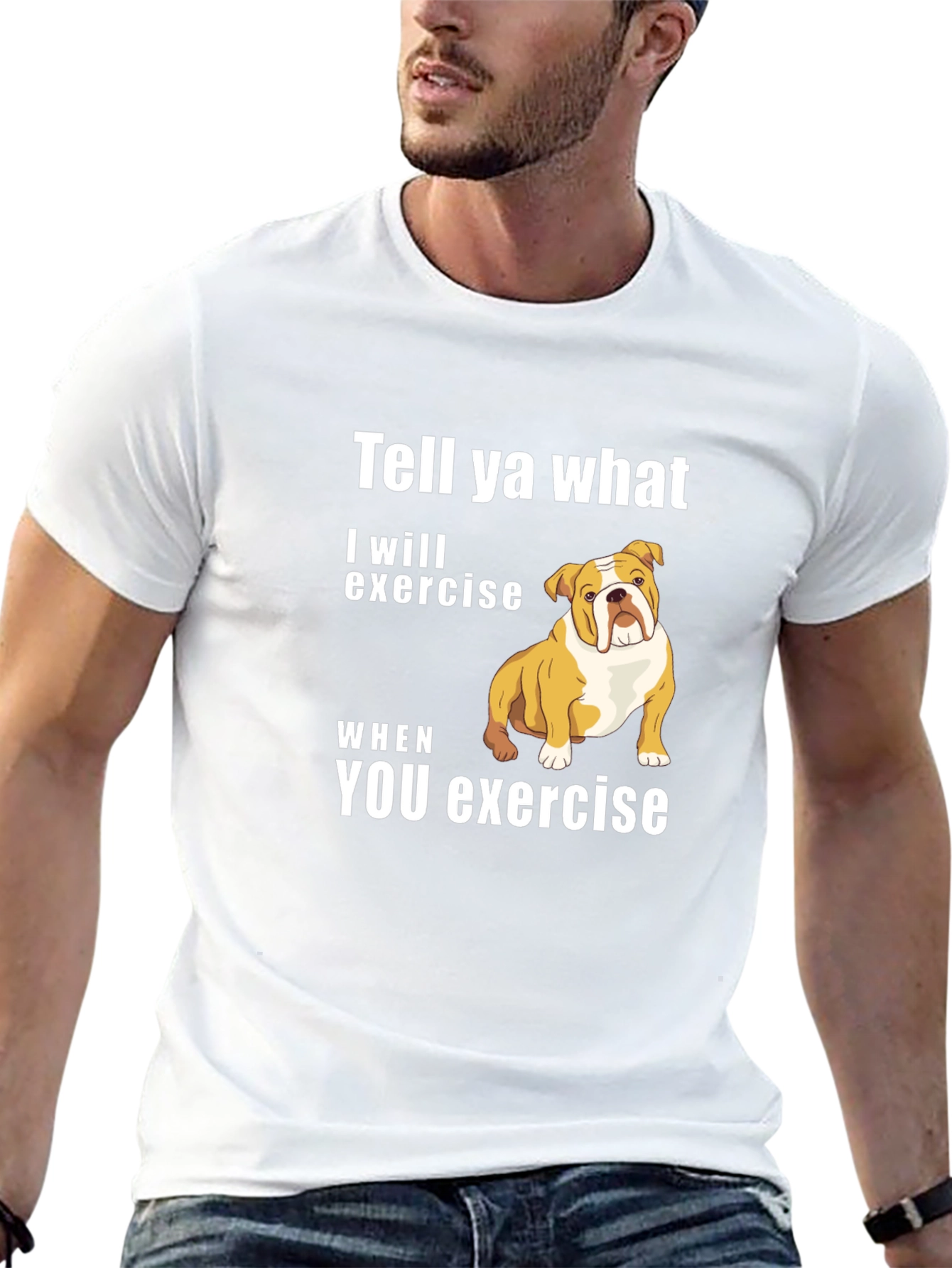 Bulldog “I’ll Exercise When You Do” T-Shirt – Funny Dog Graphic Tee