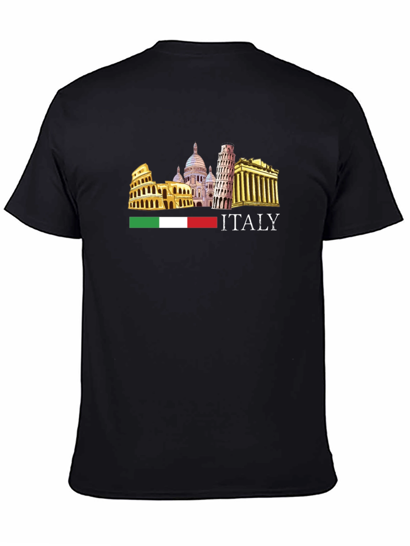 Italy Landmark Graphic Tee - Black Short Sleeve T-Shirt