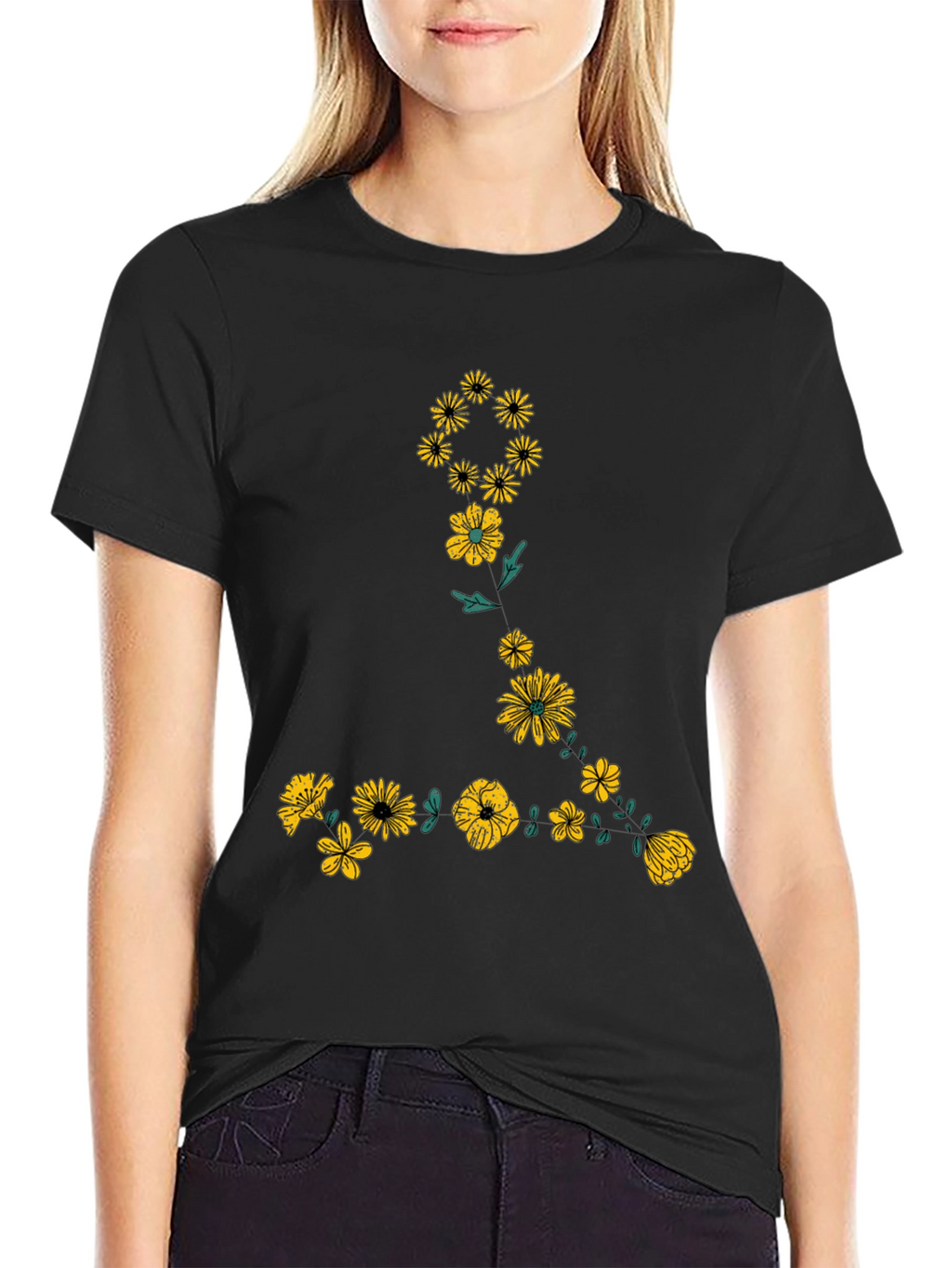 Floral Graphic Black T-Shirt for Men