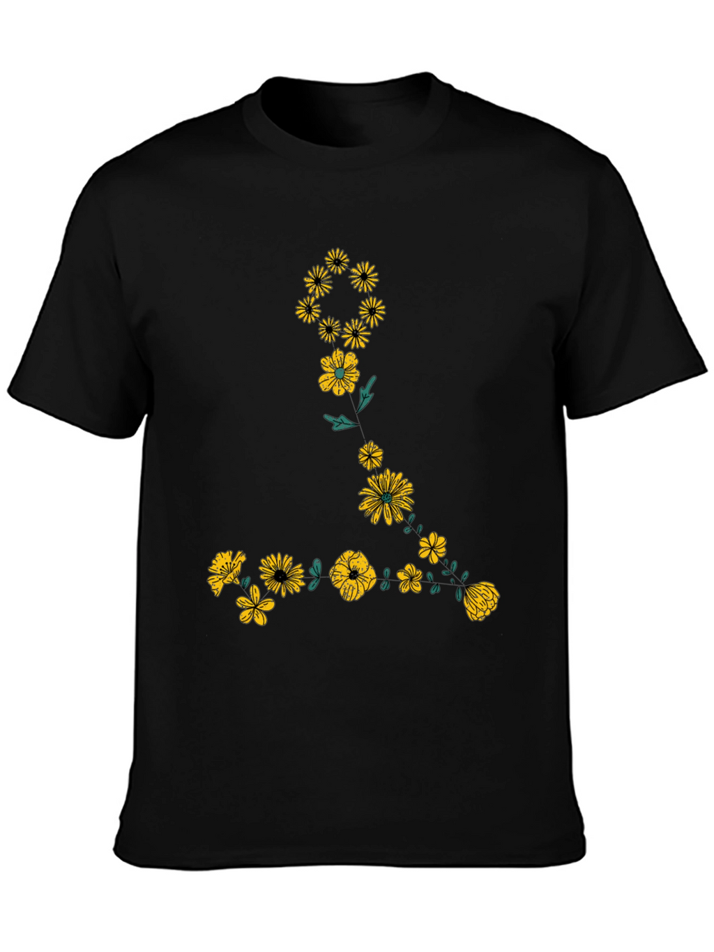 Floral Graphic Black T-Shirt for Men