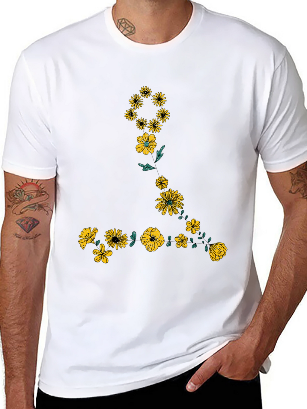 Floral Graphic Black T-Shirt for Men
