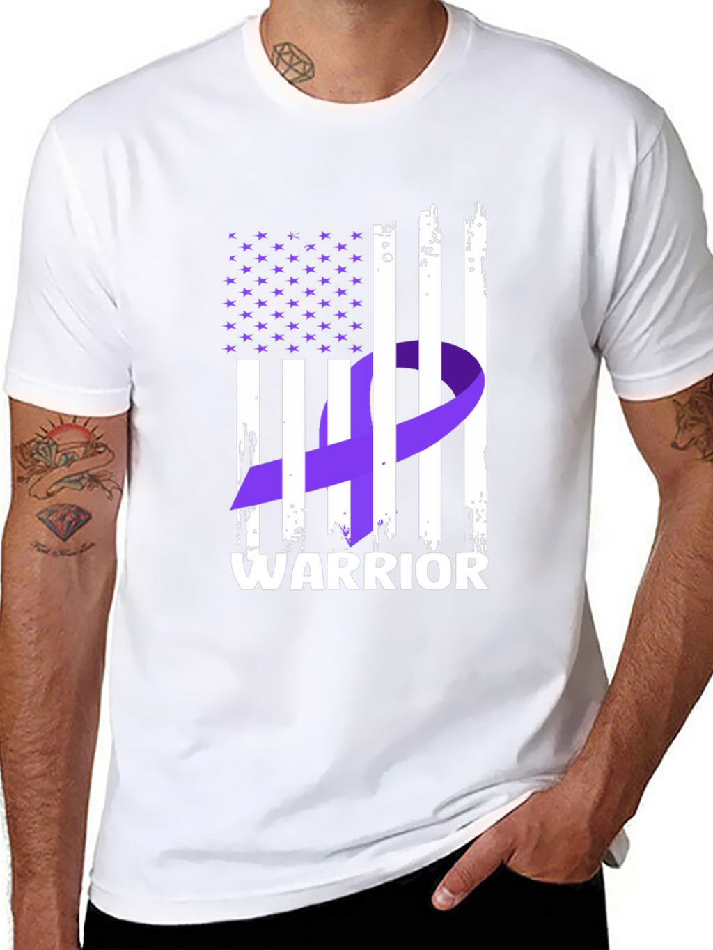 Warrior Ribbon Flag Graphic T-Shirt