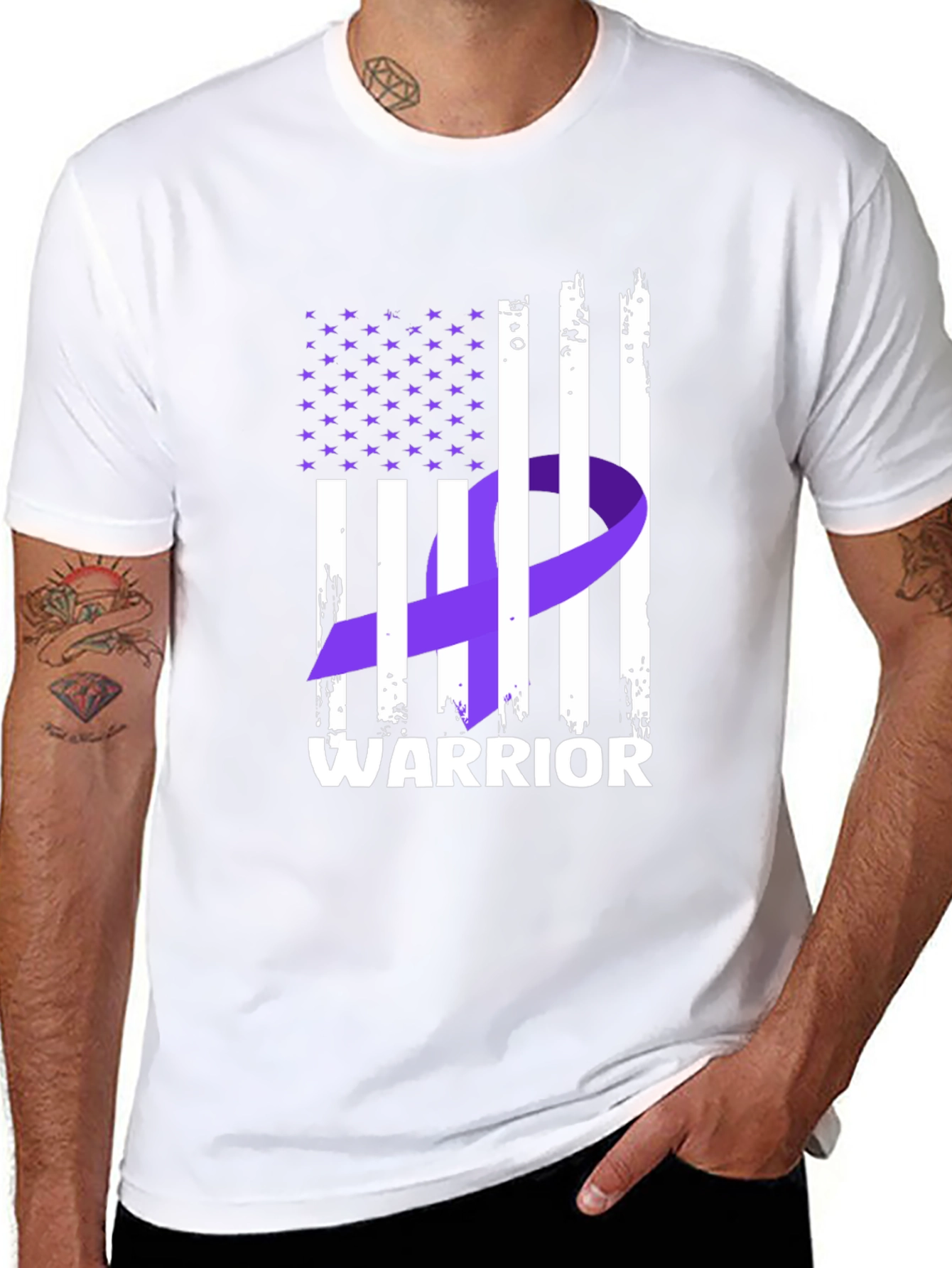 Warrior Ribbon Flag Graphic T-Shirt