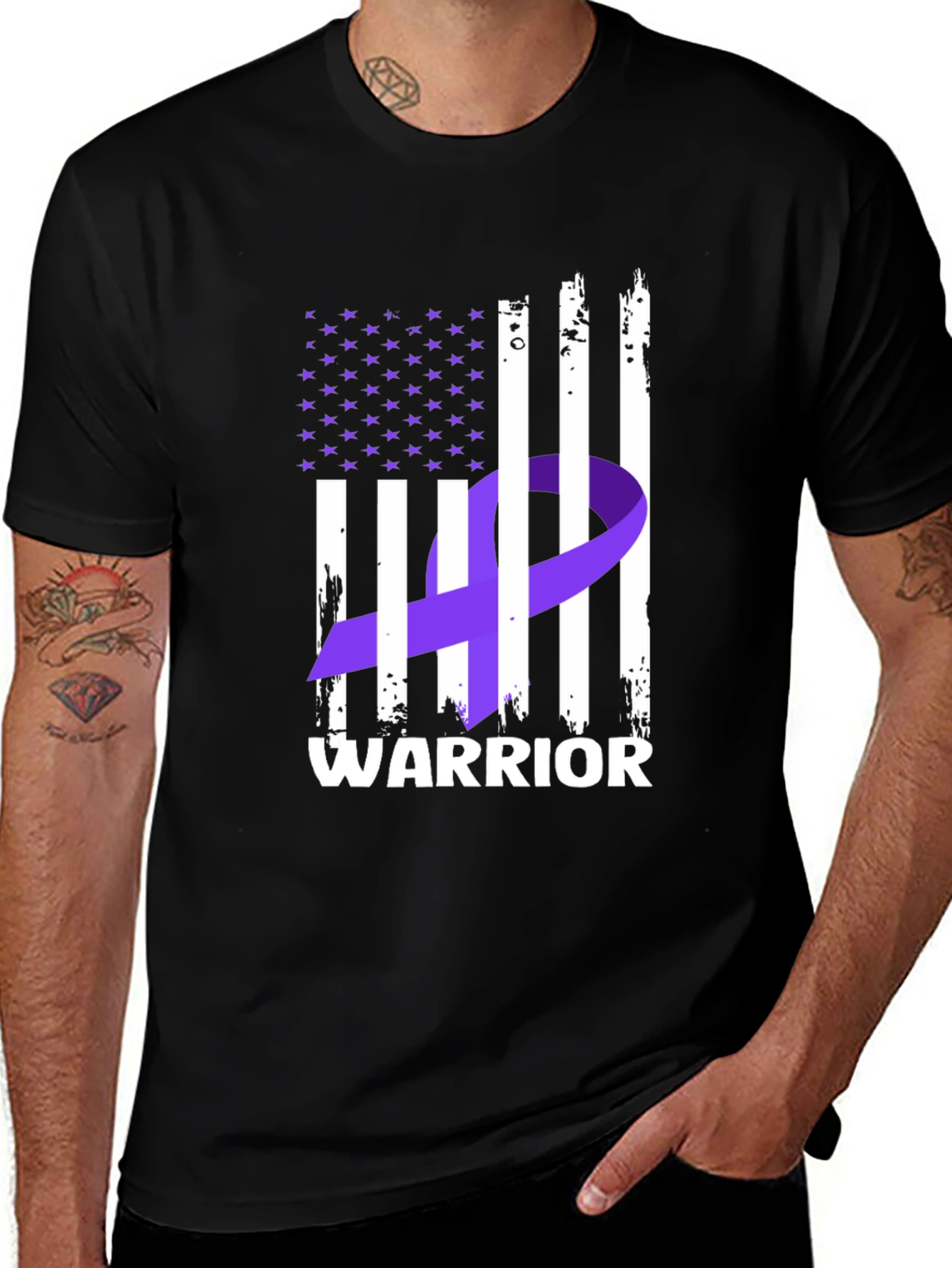 Warrior Ribbon Flag Graphic T-Shirt