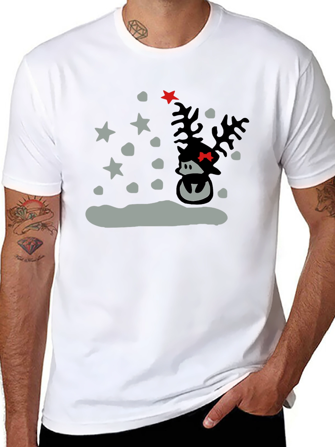 Reindeer Holiday T-Shirt - Black