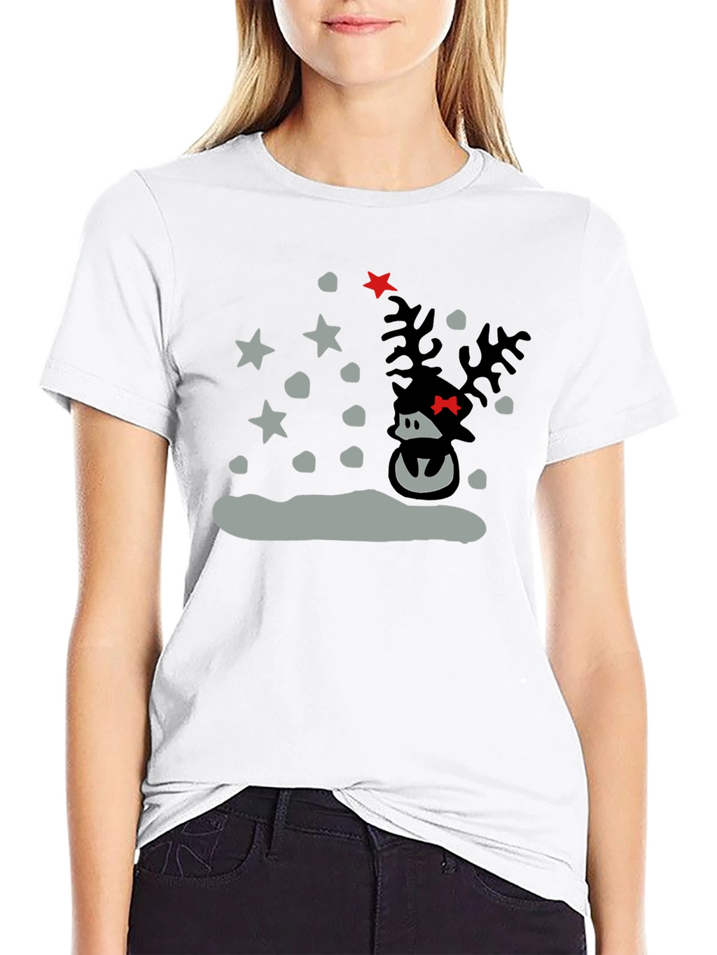 Reindeer Holiday T-Shirt - Black