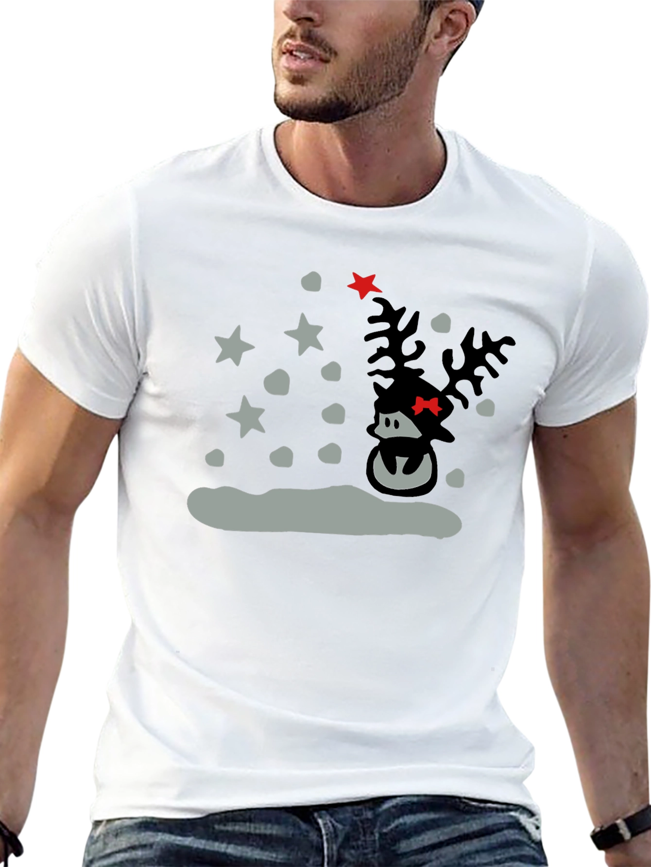 Reindeer Holiday T-Shirt - Black