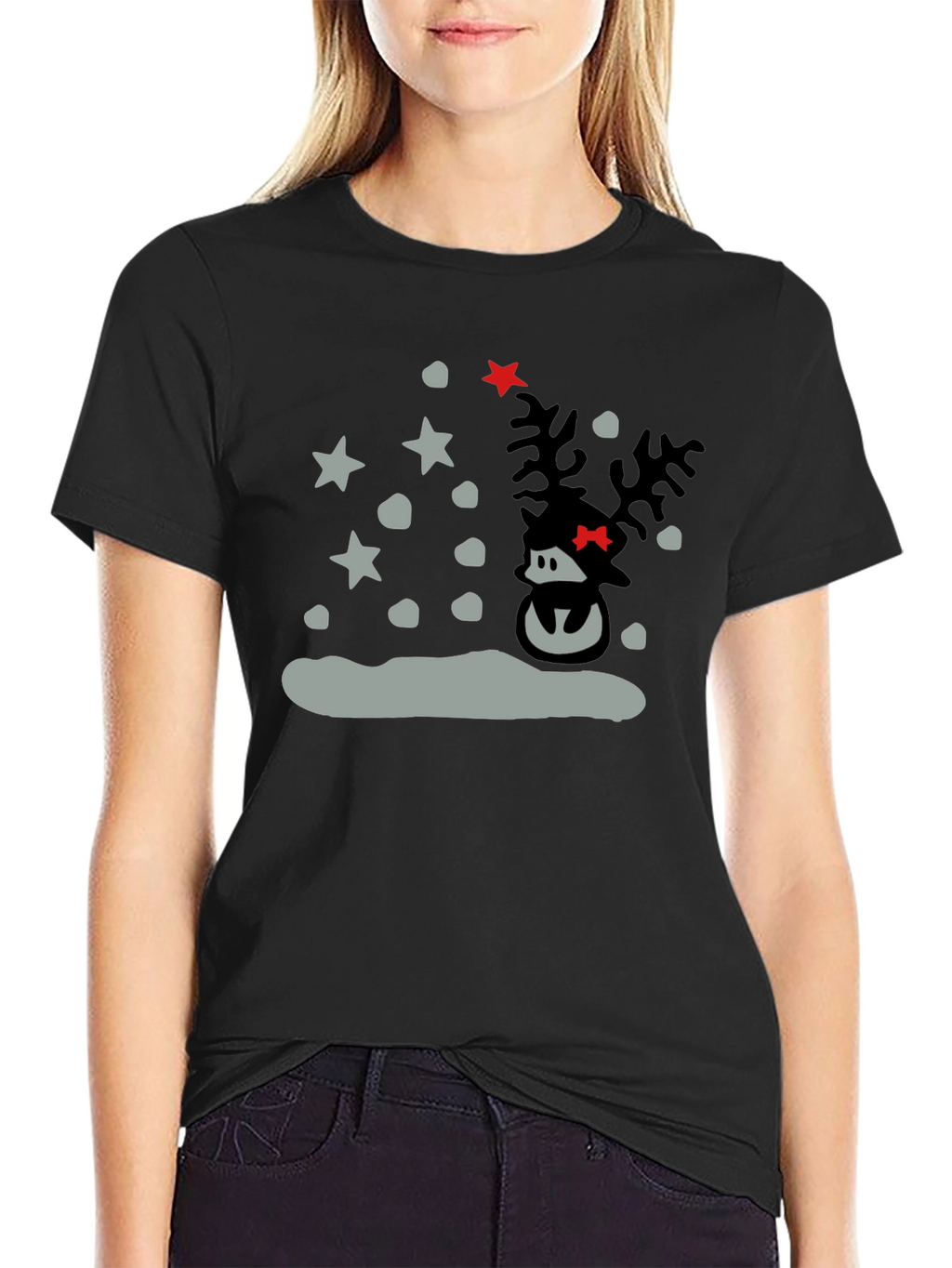 Reindeer Holiday T-Shirt - Black