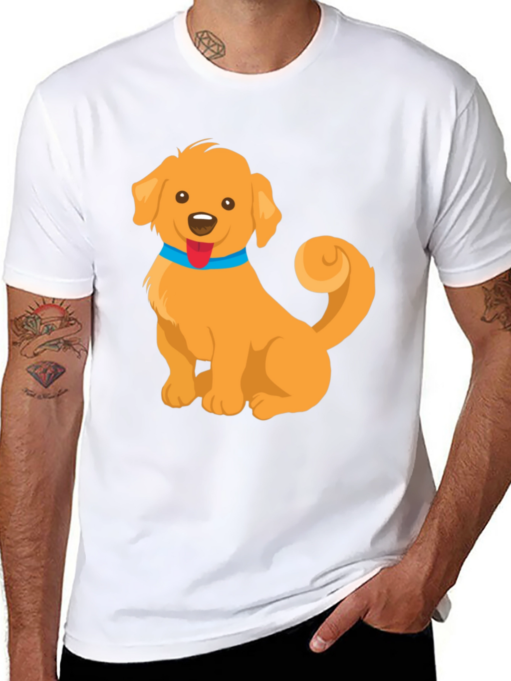 Cute Golden Retriever Dog Cartoon Graphic T-Shirt