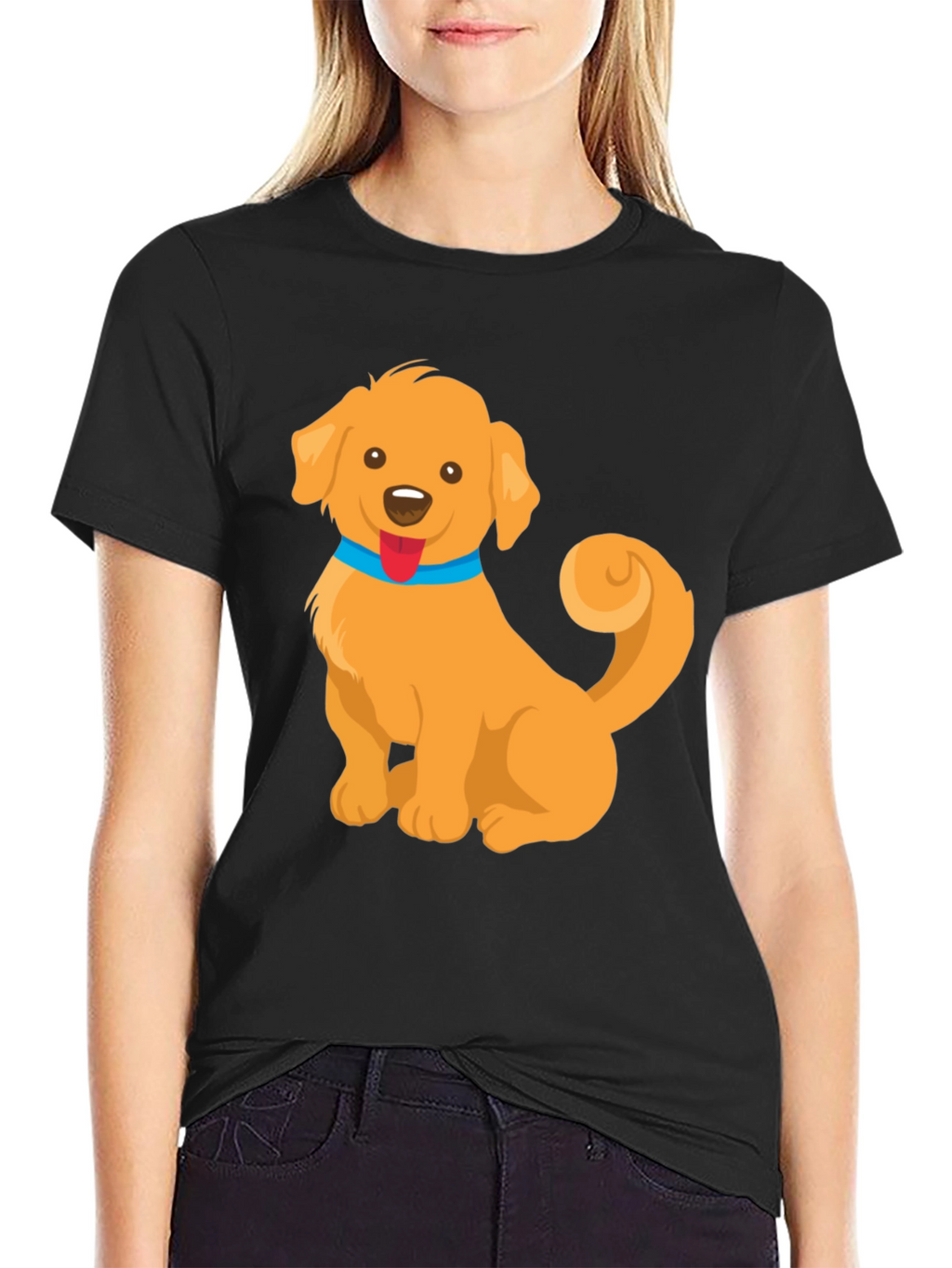 Cute Golden Retriever Dog Cartoon Graphic T-Shirt
