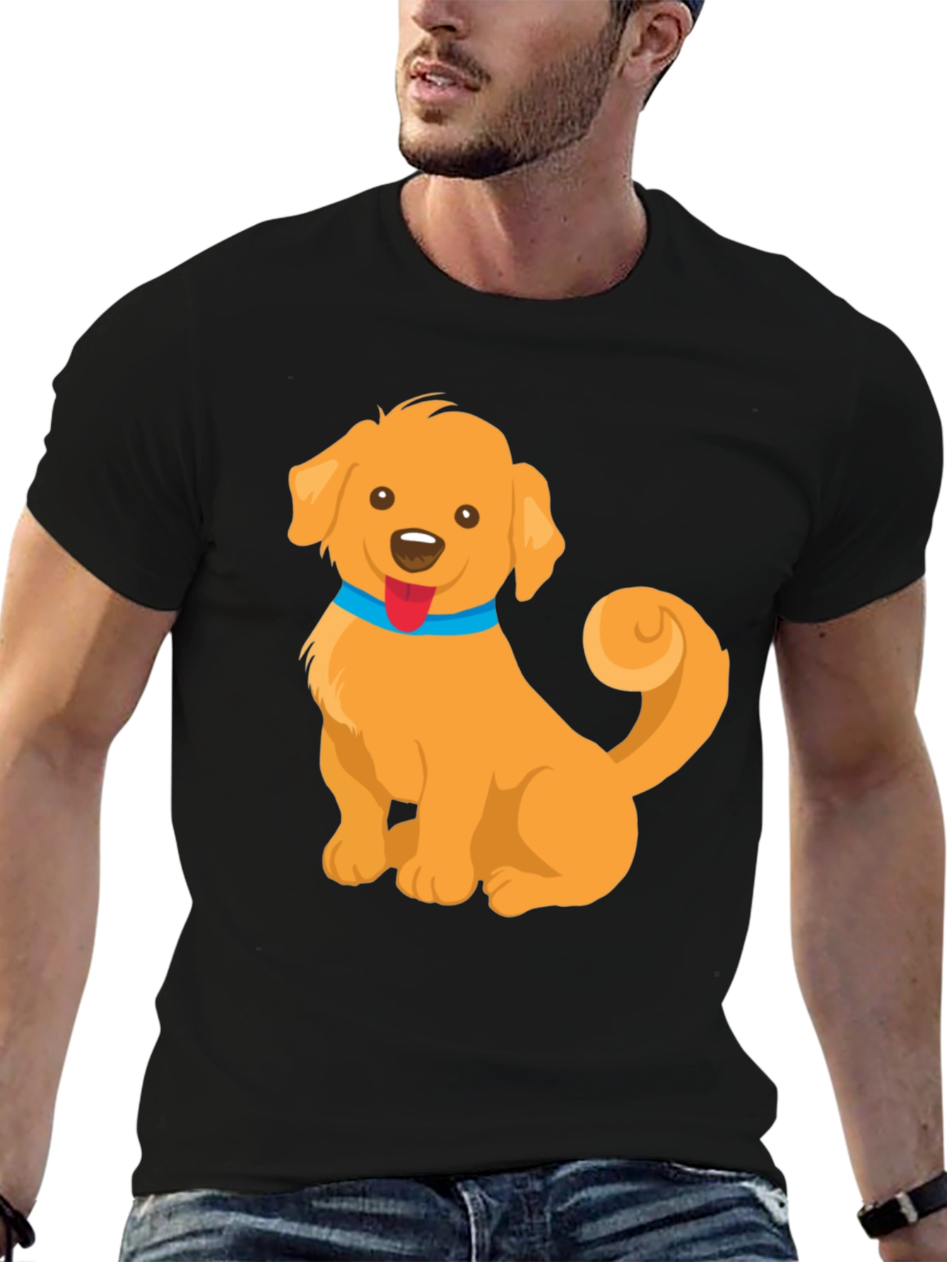 Cute Golden Retriever Dog Cartoon Graphic T-Shirt