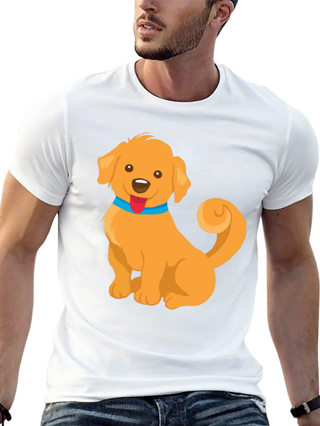 Cute Golden Retriever Dog Cartoon Graphic T-Shirt