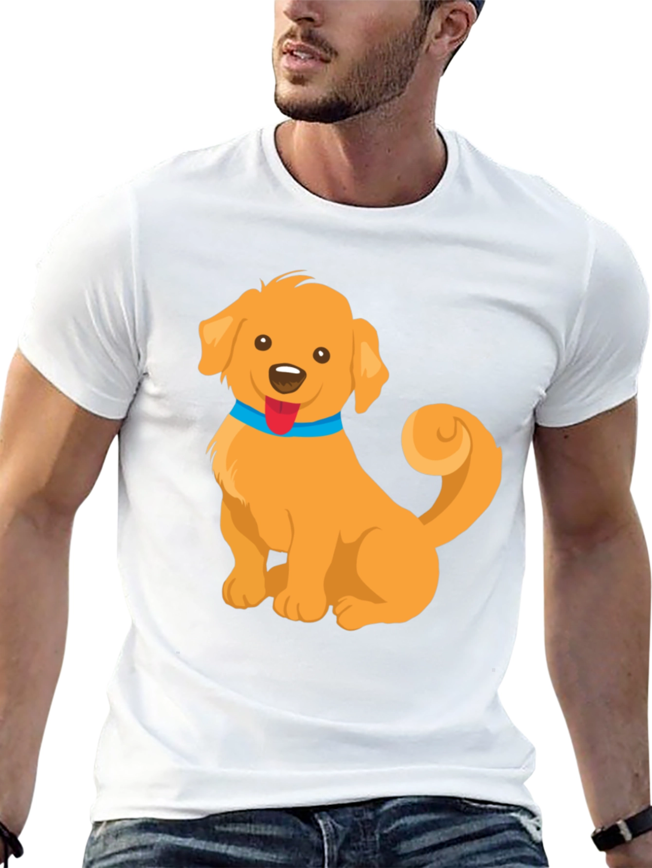 Cute Golden Retriever Dog Cartoon Graphic T-Shirt