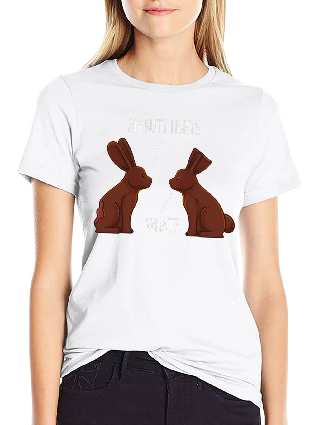 Funny My Butt Hurts Chocolate Bunny T-Shirt