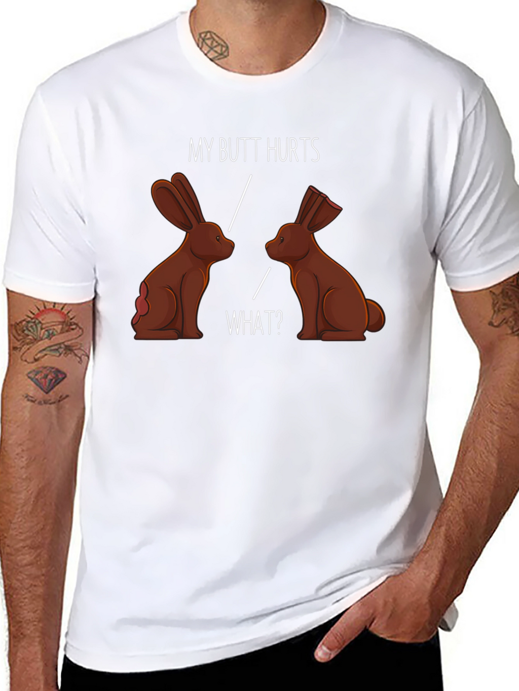 Funny My Butt Hurts Chocolate Bunny T-Shirt