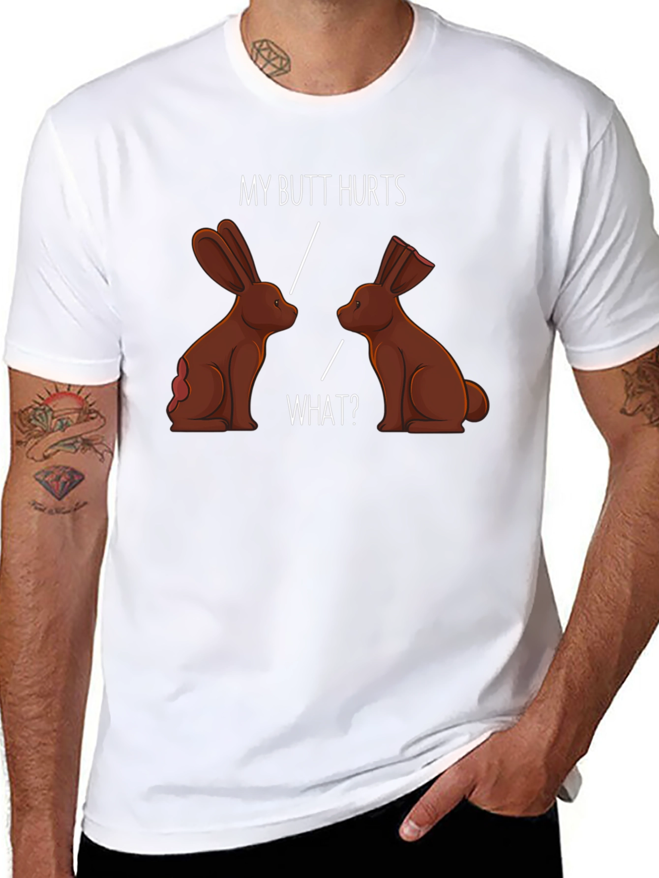 Funny My Butt Hurts Chocolate Bunny T-Shirt
