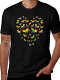 Pride Butterfly Heart Graphic Tee - Black