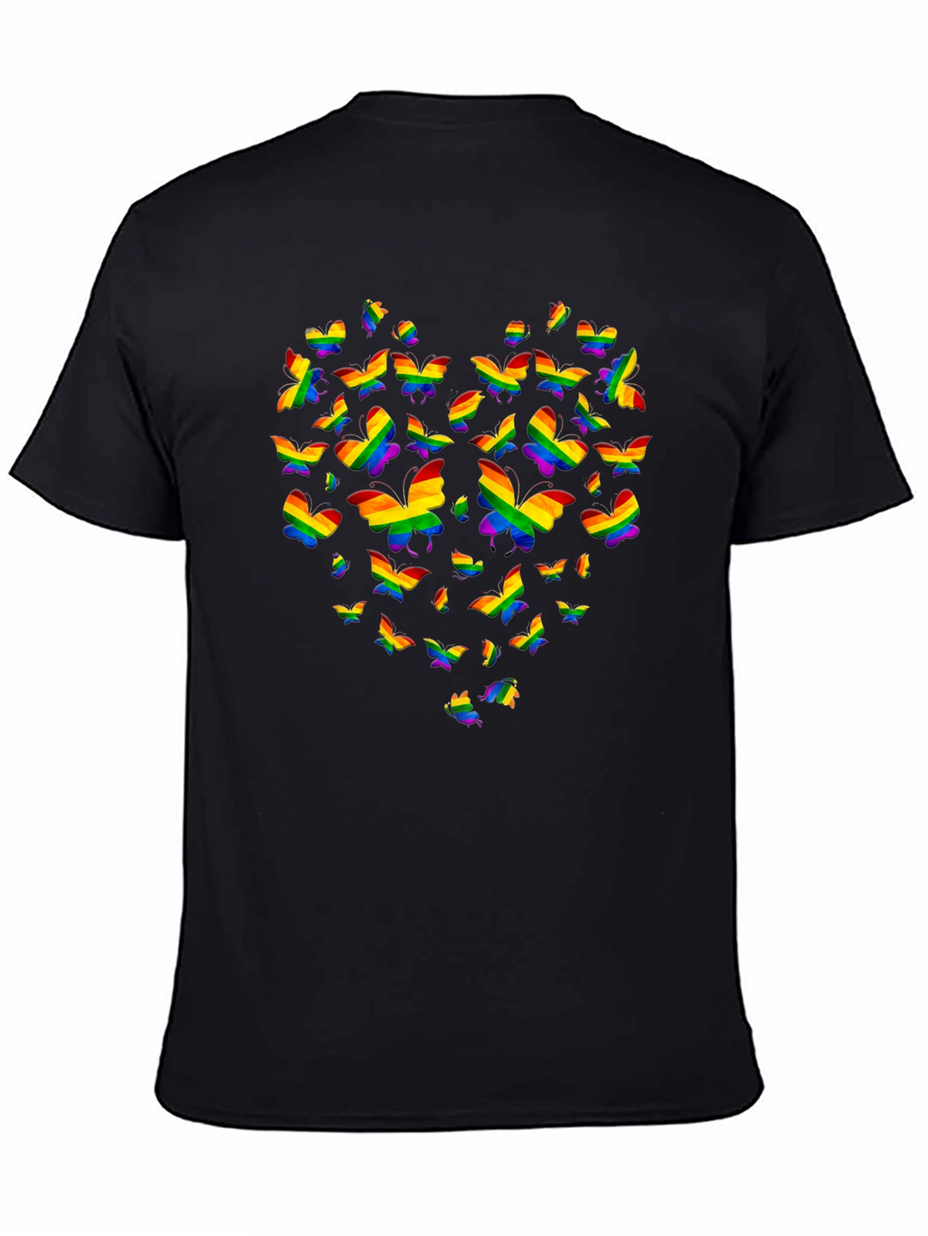 Pride Butterfly Heart Graphic Tee - Black