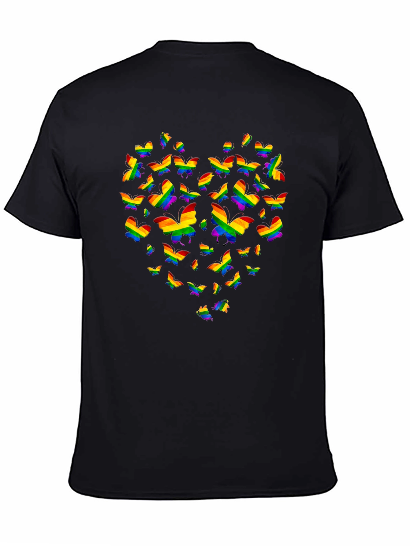 Pride Butterfly Heart Graphic Tee - Black