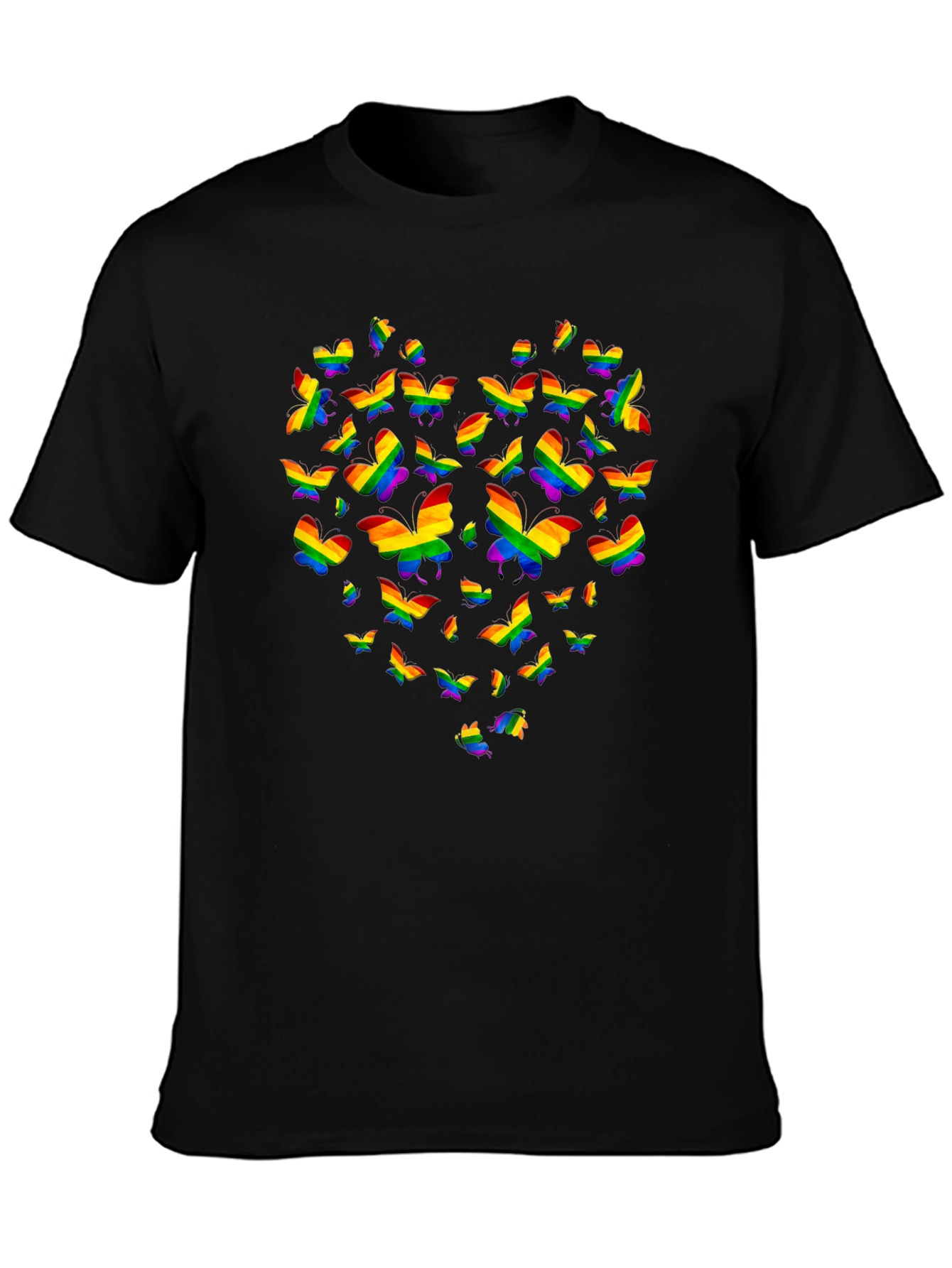 Pride Butterfly Heart Graphic Tee - Black