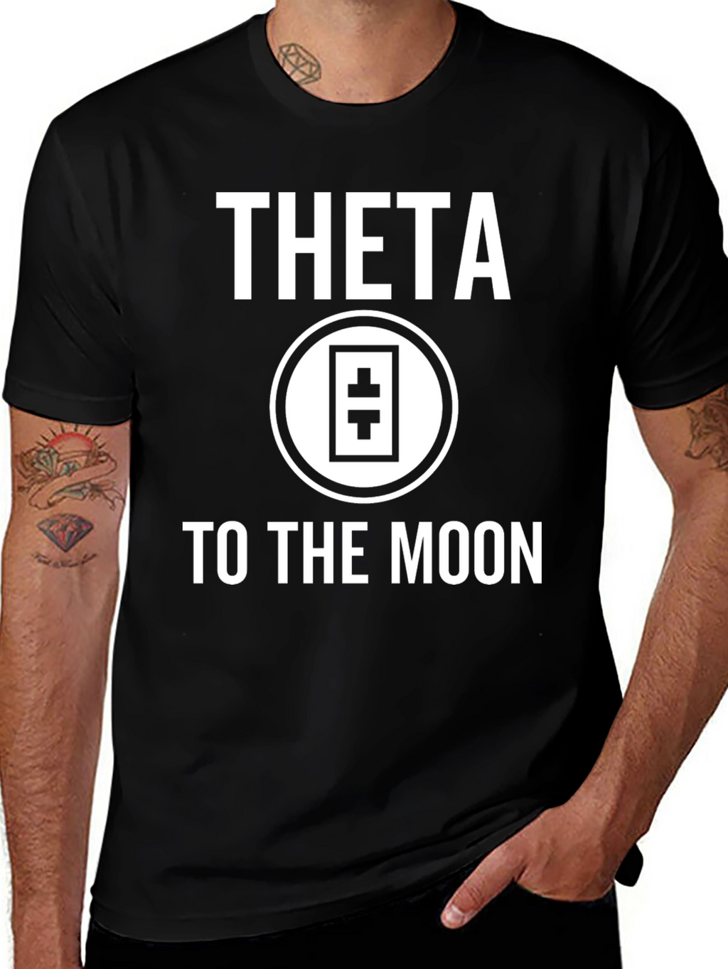 Theta To The Moon Black T-Shirt
