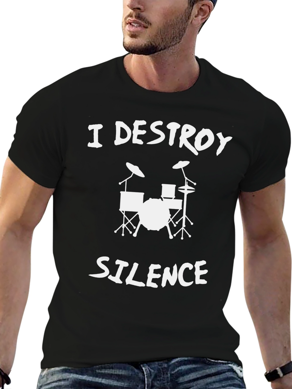 I Destroy Silence Drum Set Black T-Shirt