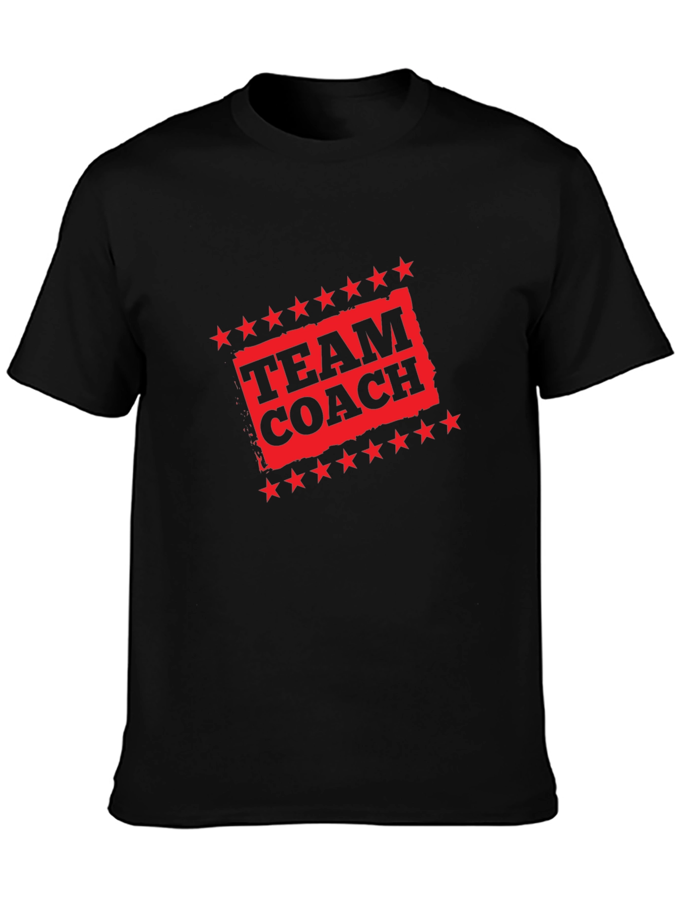 Team Coach Black T-Shirt with Red Graphic