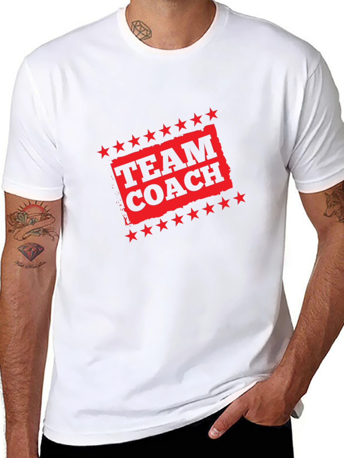 Team Coach Black T-Shirt with Red Graphic