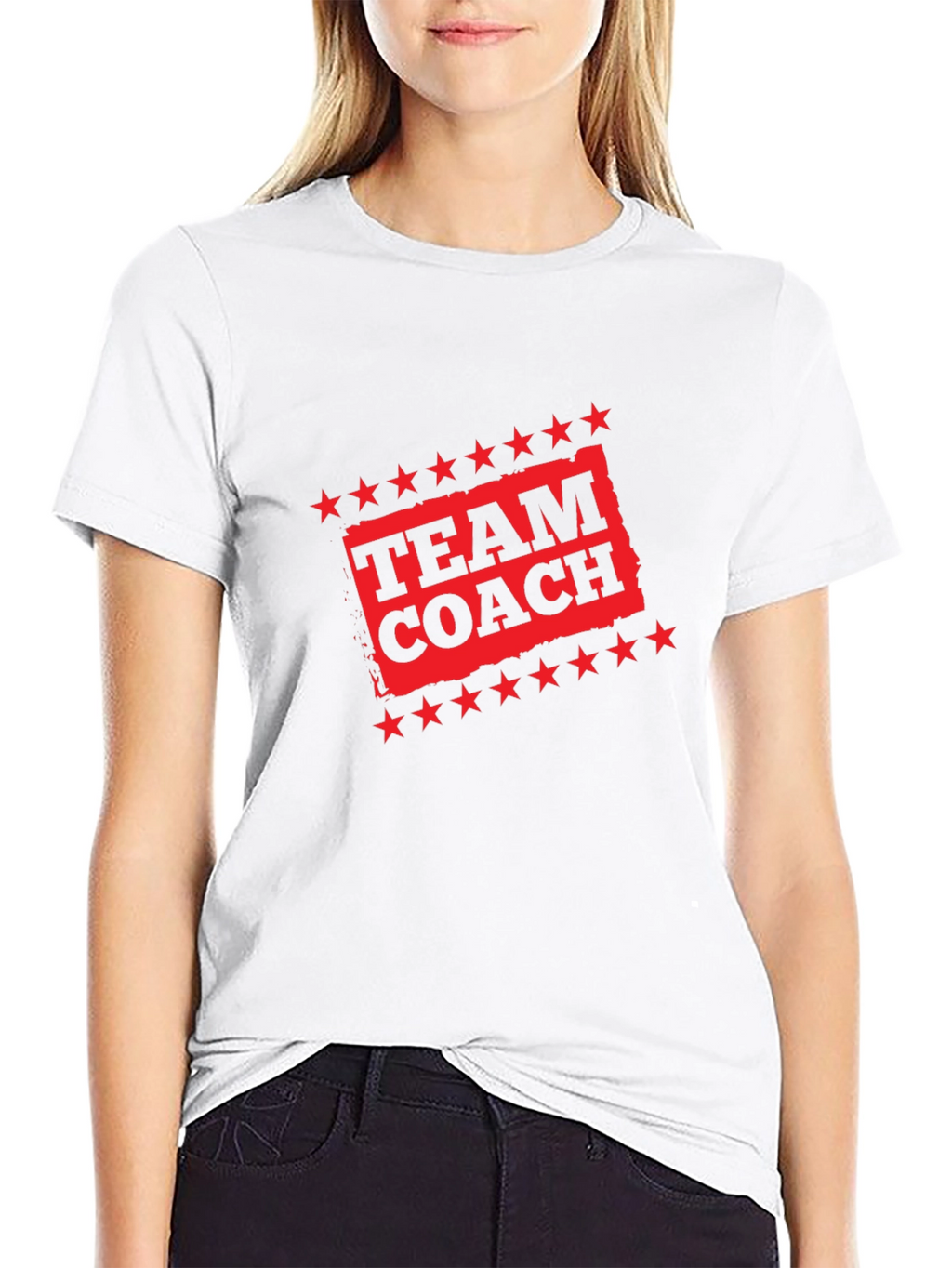 Team Coach Black T-Shirt with Red Graphic