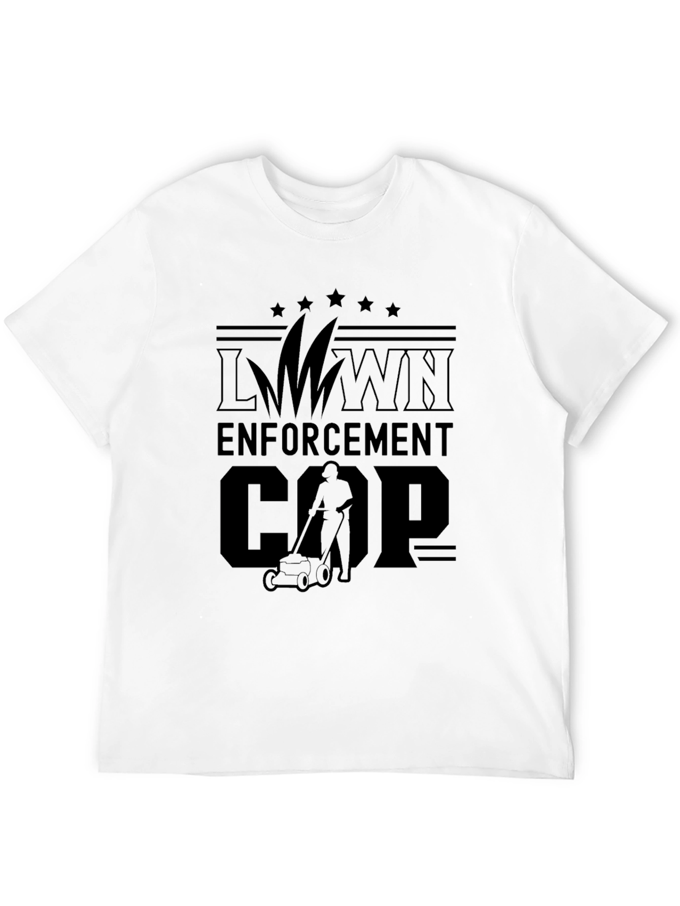 Lawn Enforcement Cop Graphic T-Shirt - Black