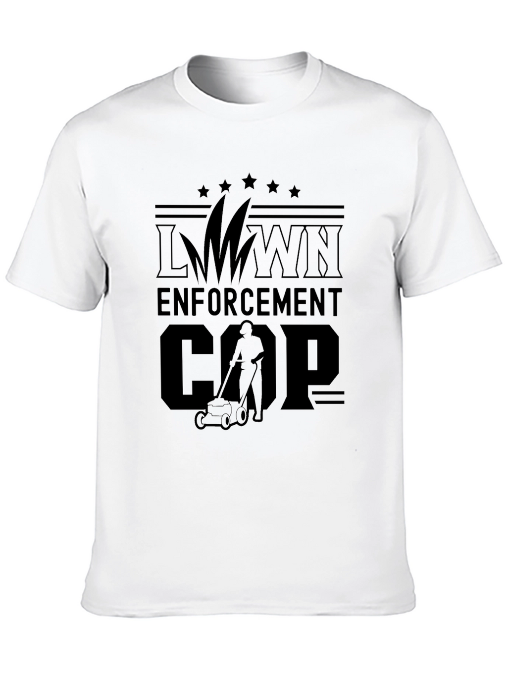 Lawn Enforcement Cop Graphic T-Shirt - Black