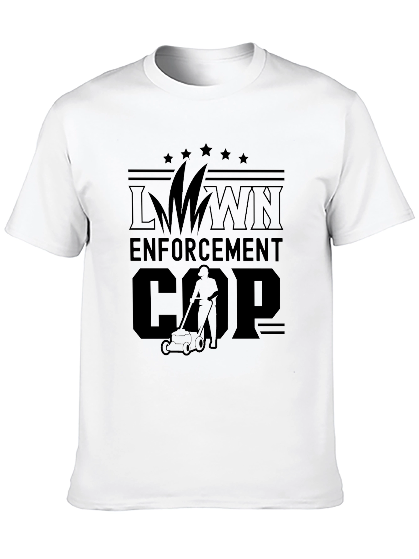 Lawn Enforcement Cop Graphic T-Shirt - Black