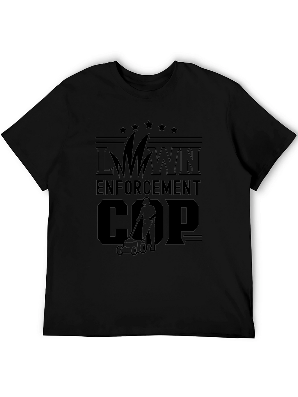 Lawn Enforcement Cop Graphic T-Shirt - Black