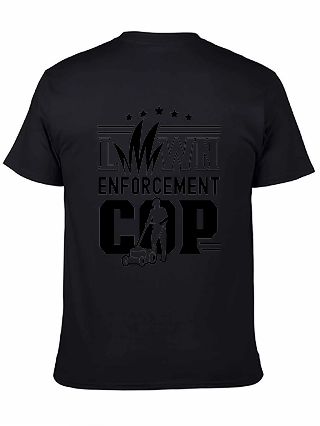 Lawn Enforcement Cop Graphic T-Shirt - Black