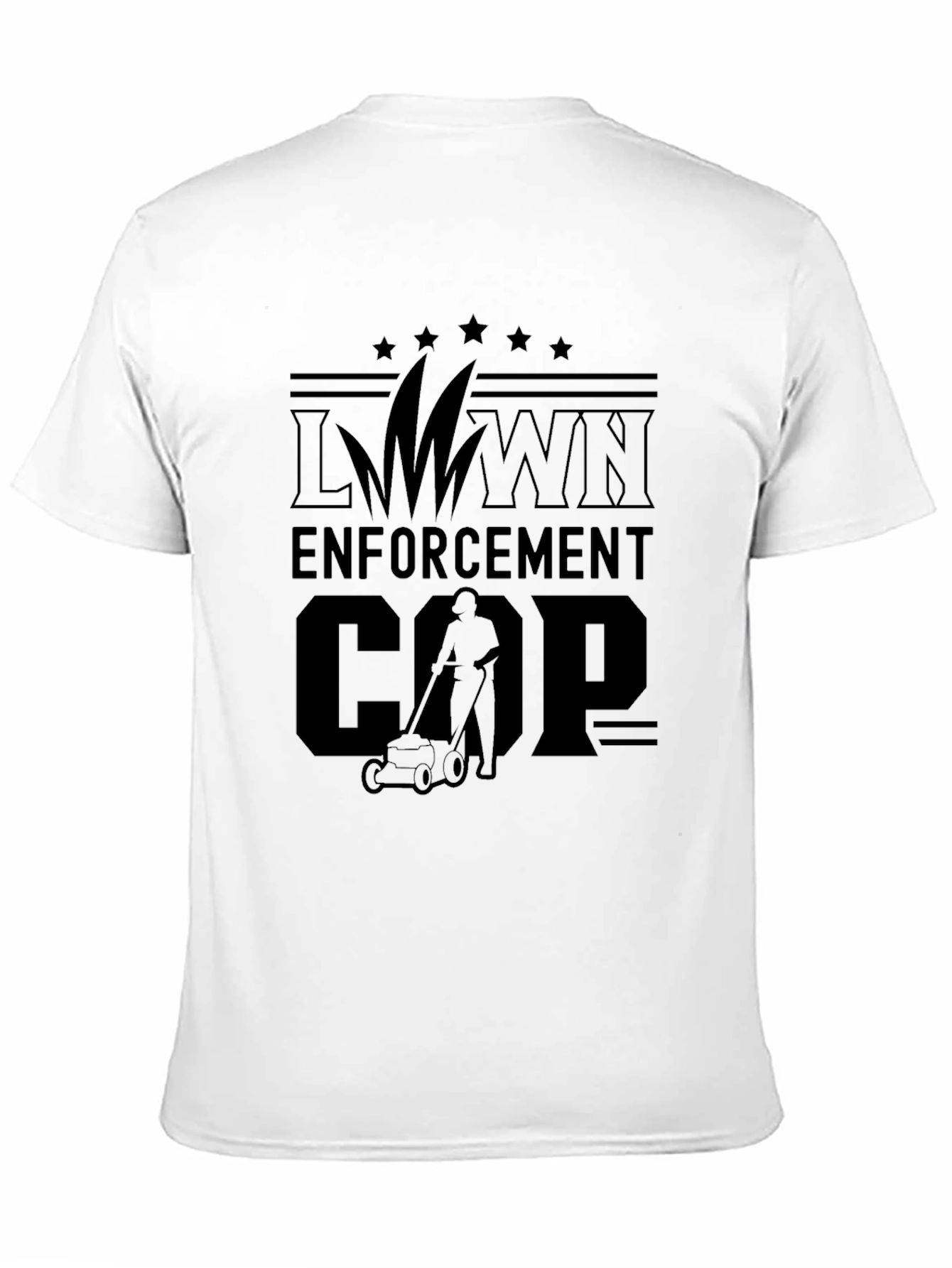 Lawn Enforcement Cop Graphic T-Shirt - Black