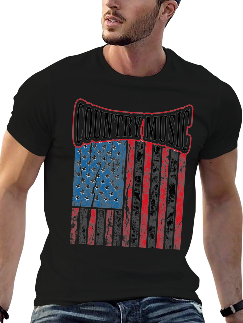 Country Music American Flag Mens T-Shirt