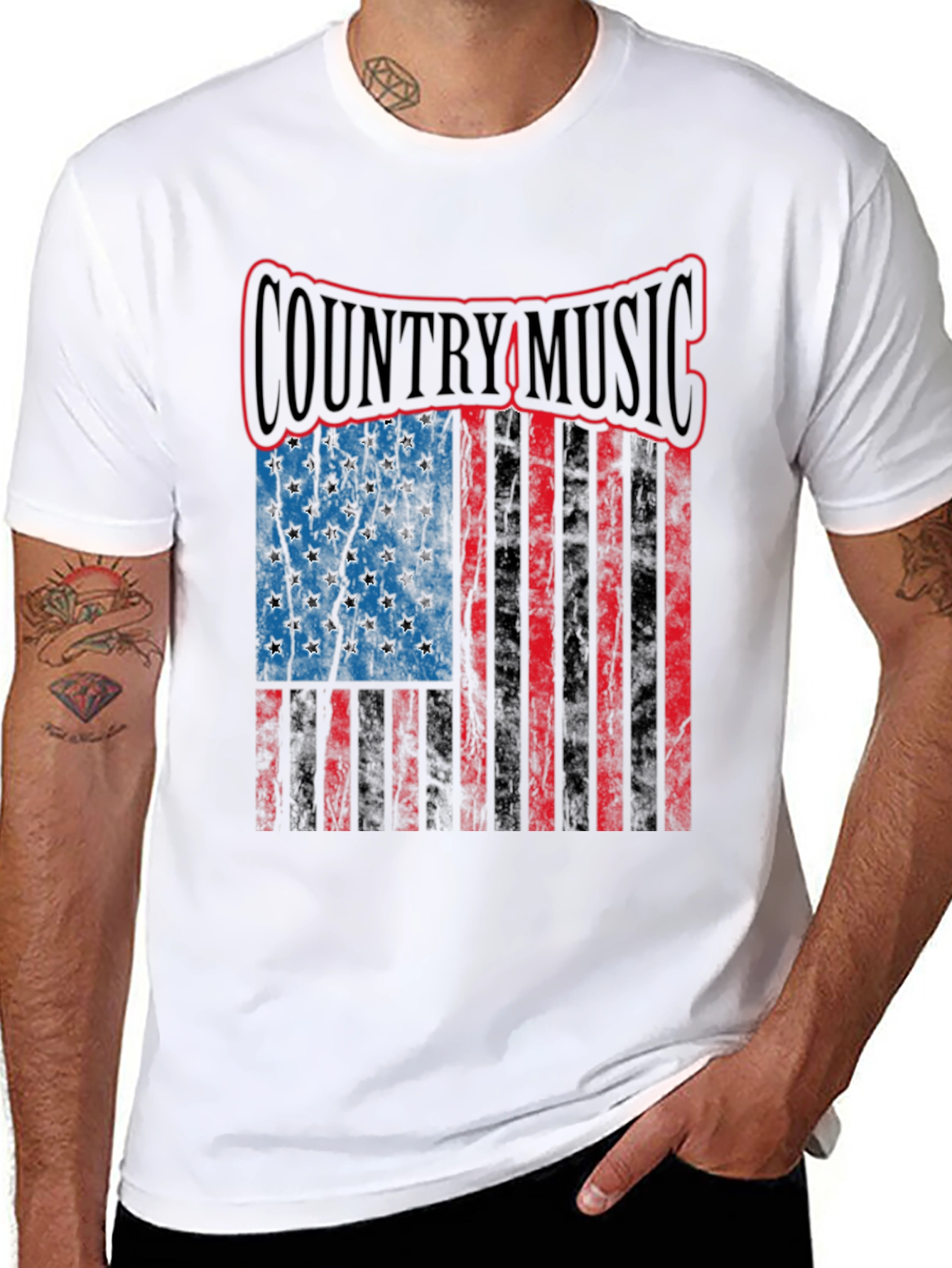 Country Music American Flag Mens T-Shirt