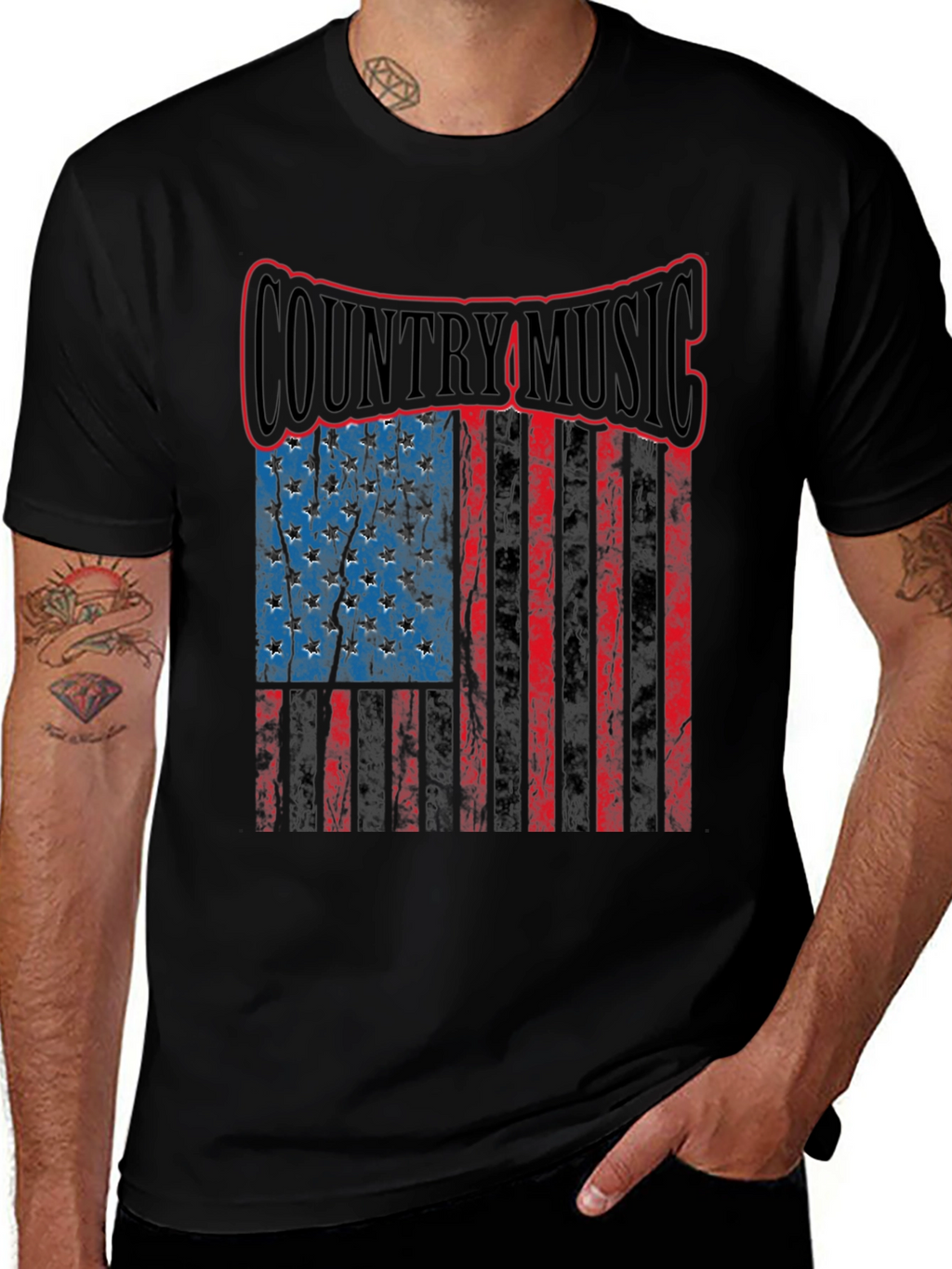 Country Music American Flag Mens T-Shirt