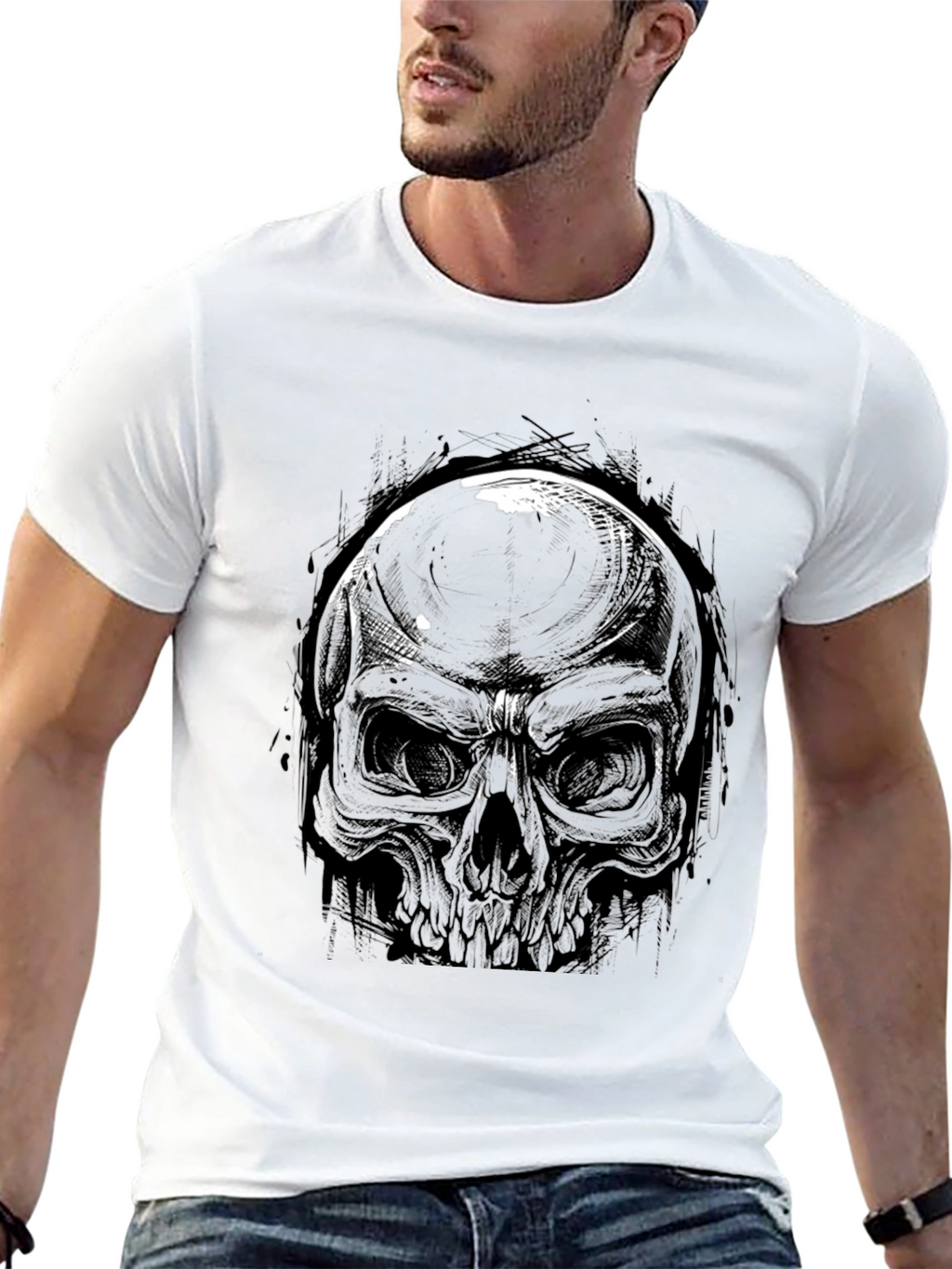 Skull Graphic Black T-Shirt - Edgy Casual Wear
