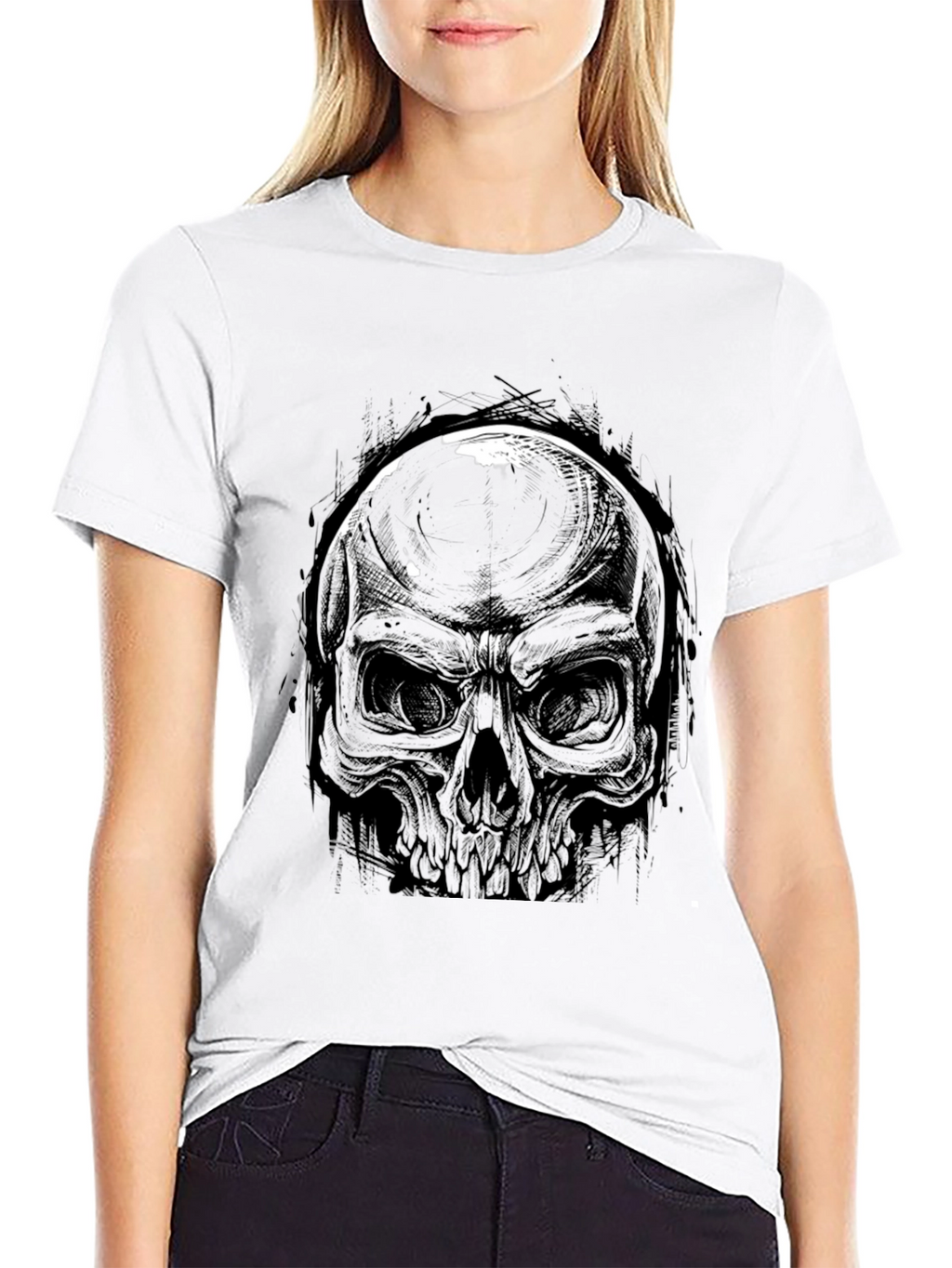 Skull Graphic Black T-Shirt - Edgy Casual Wear